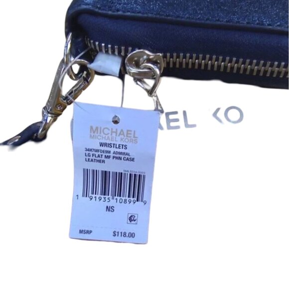 Michael Kors NEW Navyblue LG Zip Travel Wallet Wrislet NIB - Picture 5 of 6